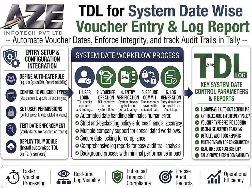 TDL for System Date Wise Voucher Entry & Log Report